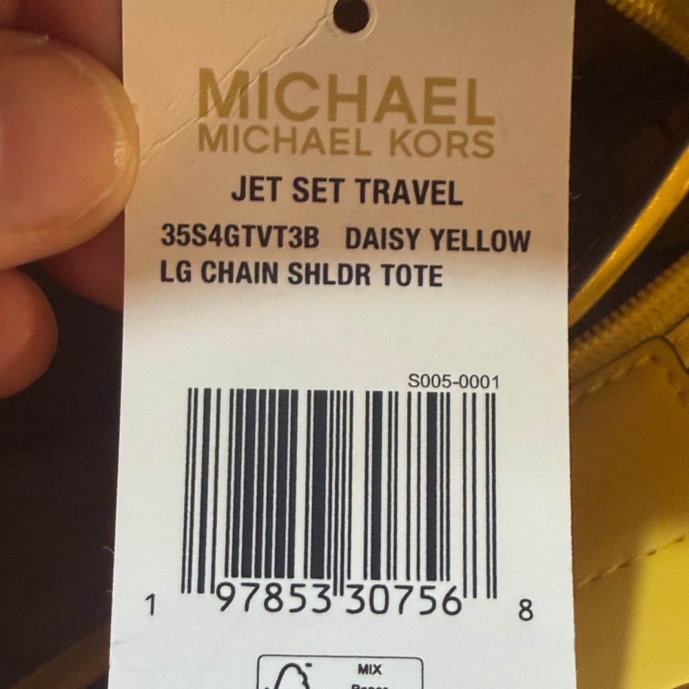 Michael Kors Jet Set Large Signature Logo Yellow Shoulder Tote Bag - Picture 11 of 11